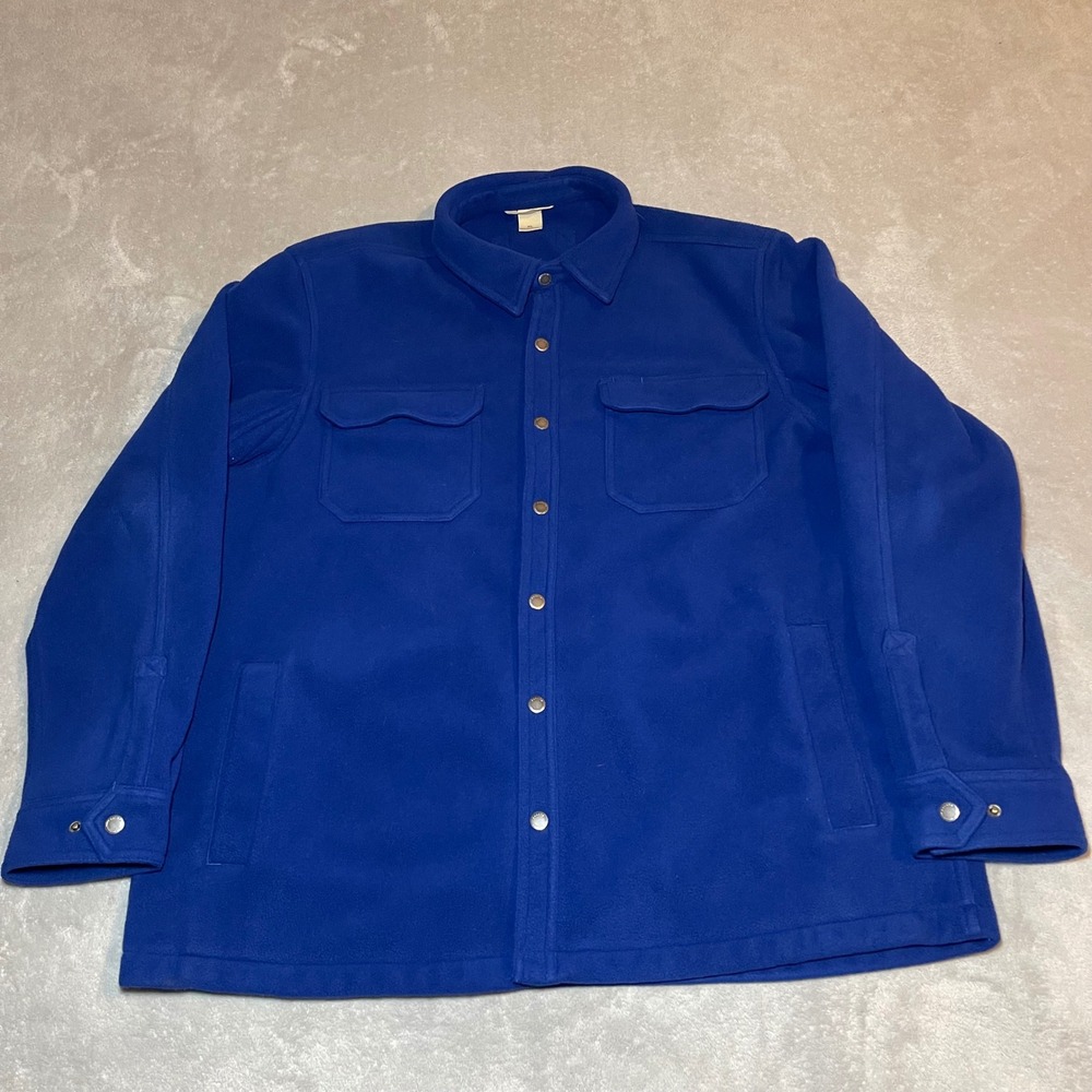 Duluth Trading Co Jacket Mens XL Blue Fleece Snap Front Shirt Shacket Workwear